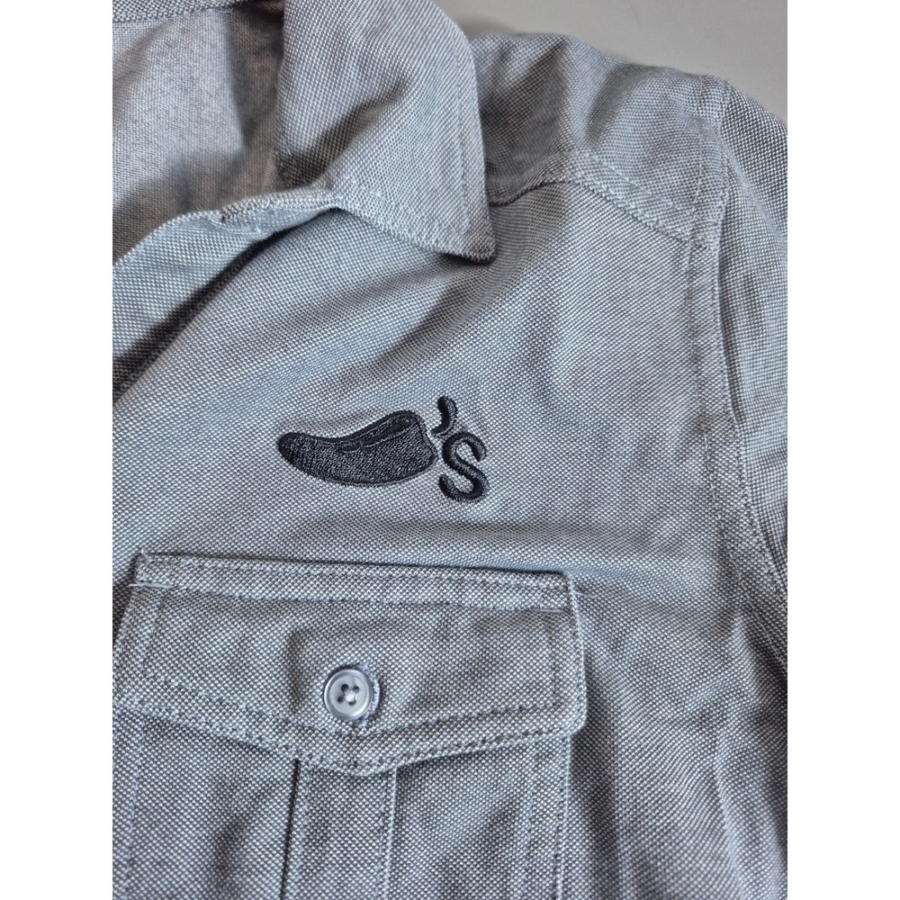 Chili's Employee Work Uniform Shirt Womens Polo Style Double-Pocket Small Gray